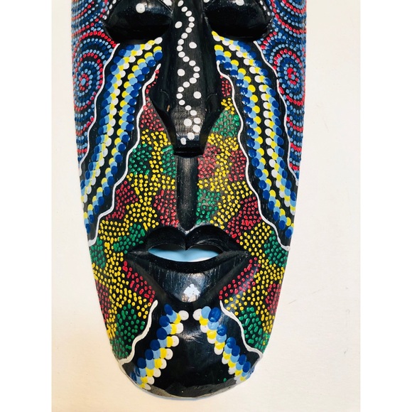 Balinese Tribal Mask - Wooden Aboriginal Wall Art - Picture 3 of 5